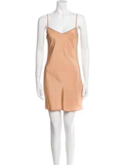 Pre-owned Self-portrait V-neck Mini Dress In Neutral