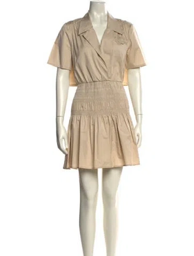 Pre-owned Self-portrait V-neck Mini Dress In Neutral
