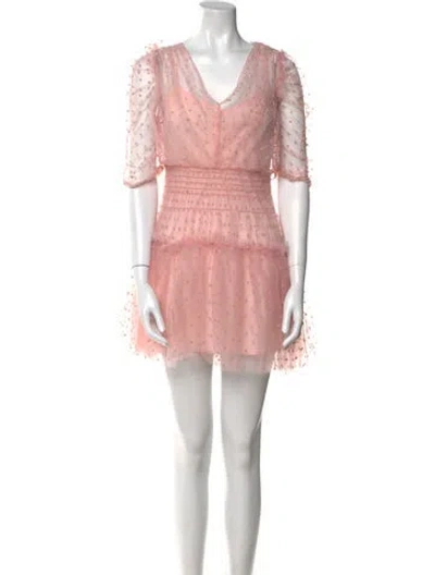 Pre-owned Self-portrait V-neck Mini Dress In Pink