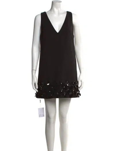 Pre-owned Self-portrait V-neck Mini Dress W/ Tags In Black