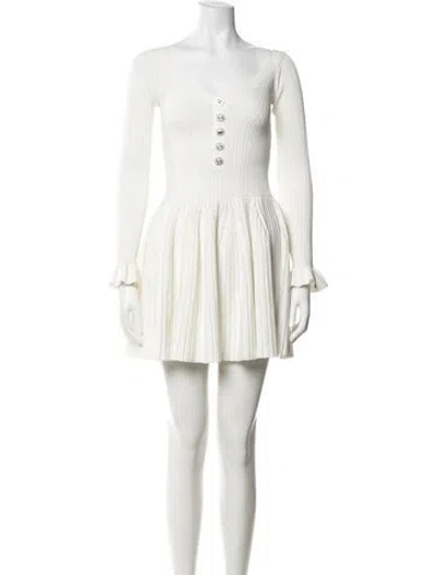 Pre-owned Self-portrait V-neck Mini Dress In White