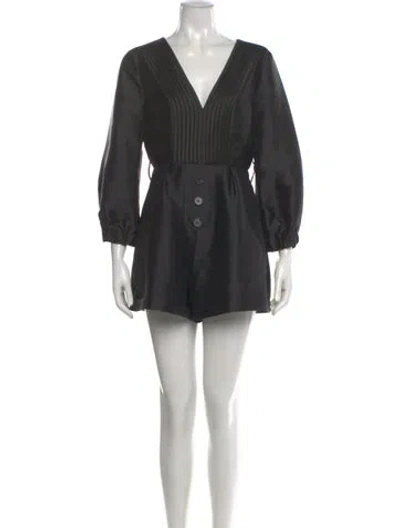 Pre-owned Self-portrait V-neck Romper In Black