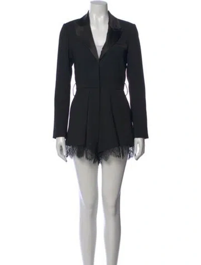 Pre-owned Self-portrait V-neck Romper In Black
