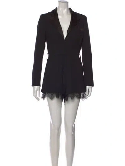 Pre-owned Self-portrait V-neck Romper In Black