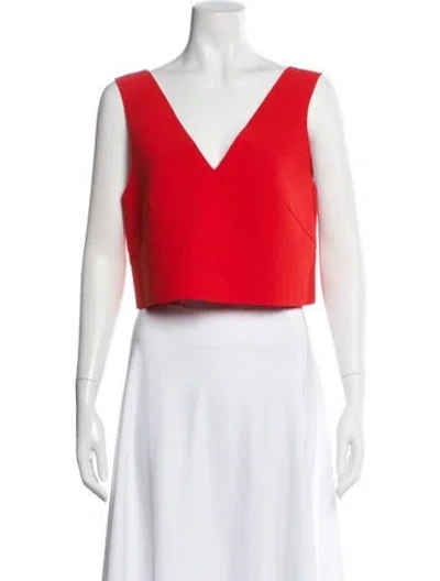 Pre-owned Self-portrait V-neck Sleeveless Crop Top In Orange