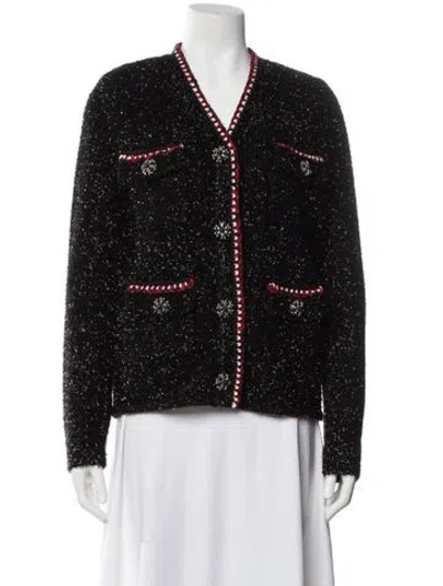 Pre-owned Self-portrait V-neck Sweater In Black