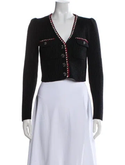 Pre-owned Self-portrait V-neck Sweater In Black