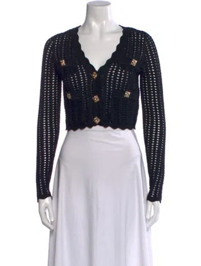 Pre-owned Self-portrait V-neck Sweater In Black