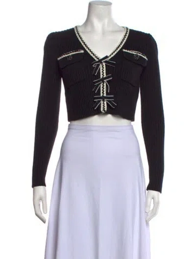 Pre-owned Self-portrait V-neck Sweater In Black
