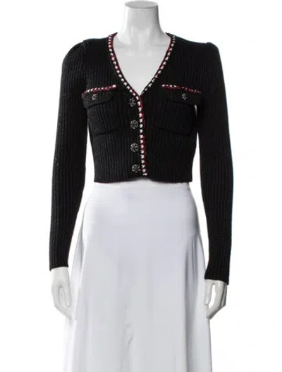 Pre-owned Self-portrait V-neck Sweater In Black