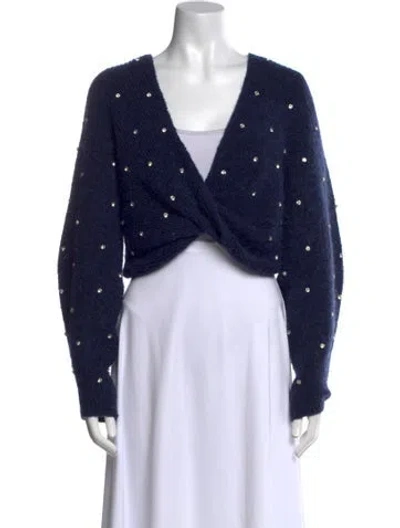Pre-owned Self-portrait V-neck Sweater In Blue