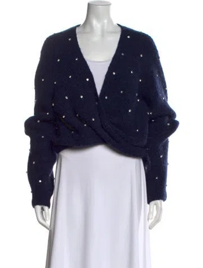 Pre-owned Self-portrait V-neck Sweater In Blue