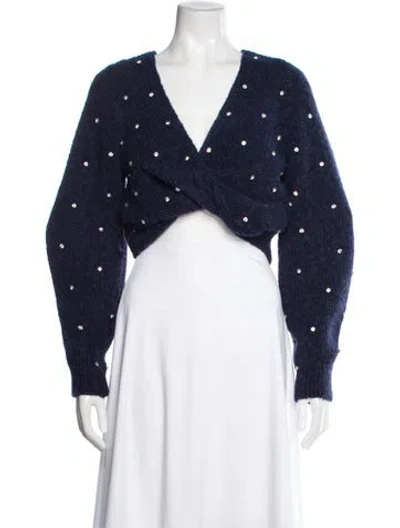 Pre-owned Self-portrait V-neck Sweater In Blue