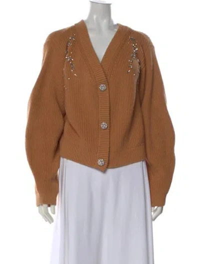Pre-owned Self-portrait V-neck Sweater In Brown