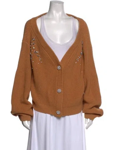 Pre-owned Self-portrait V-neck Sweater In Brown