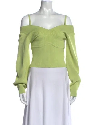 Pre-owned Self-portrait V-neck Sweater In Green