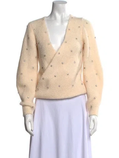 Pre-owned Self-portrait V-neck Sweater In Neutral