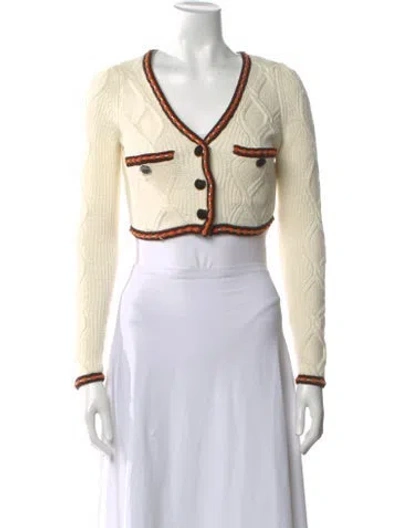 Pre-owned Self-portrait V-neck Sweater In Neutral