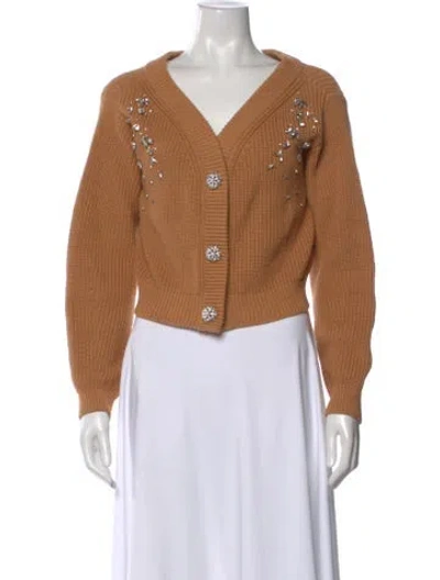 Pre-owned Self-portrait V-neck Sweater In Neutral