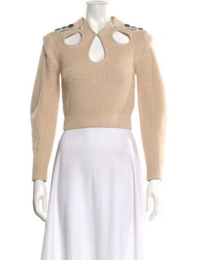 Pre-owned Self-portrait V-neck Sweater In Neutral