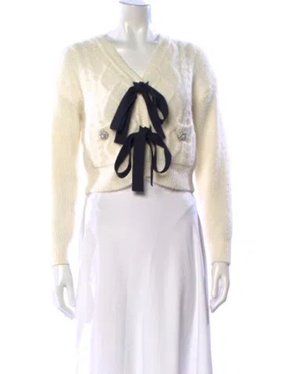 Pre-owned Self-portrait V-neck Sweater In Neutral
