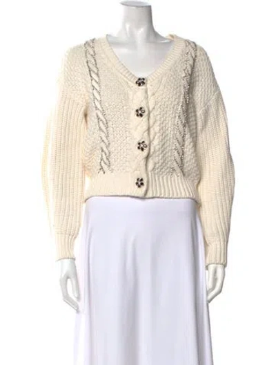 Pre-owned Self-portrait V-neck Sweater In Neutral