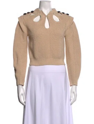 Pre-owned Self-portrait V-neck Sweater In Neutrals