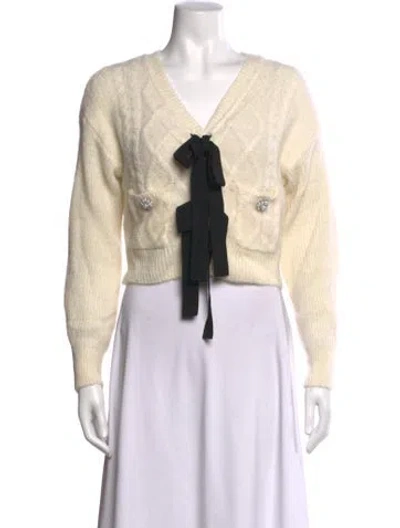 Pre-owned Self-portrait V-neck Sweater In Neutrals