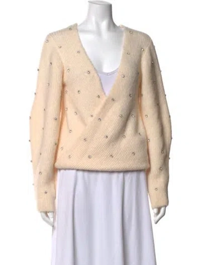 Pre-owned Self-portrait V-neck Sweater In Neutrals