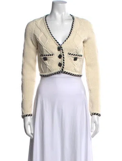 Pre-owned Self-portrait V-neck Sweater In Neutrals