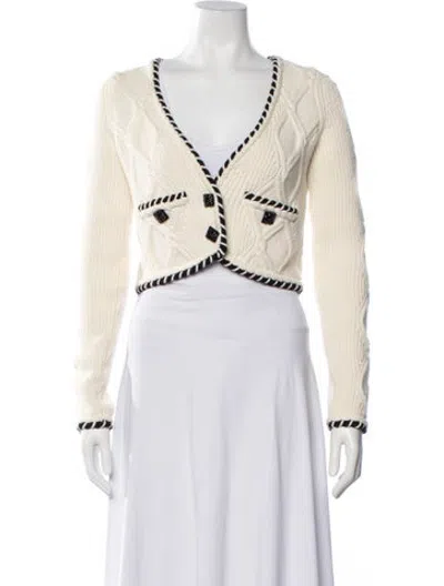 Pre-owned Self-portrait V-neck Sweater In Neutrals