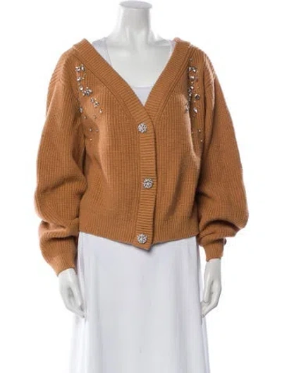 Pre-owned Self-portrait V-neck Sweater In Orange