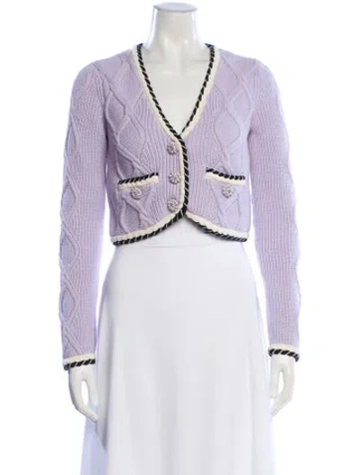 Pre-owned Self-portrait V-neck Sweater In Purple