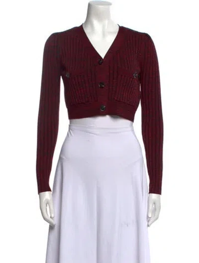 Pre-owned Self-portrait V-neck Sweater In Red