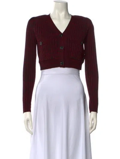 Pre-owned Self-portrait V-neck Sweater In Red