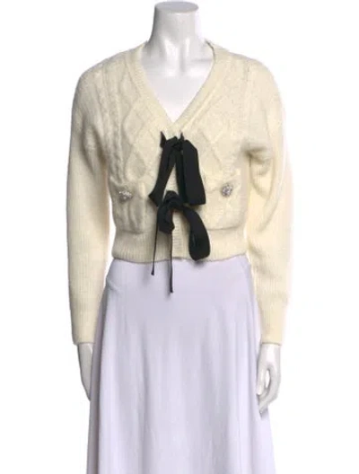 Pre-owned Self-portrait V-neck Sweater W/ Tags In Neutral