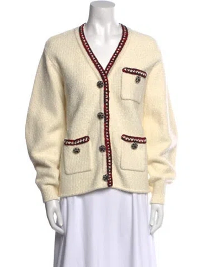 Pre-owned Self-portrait V-neck Sweater In White