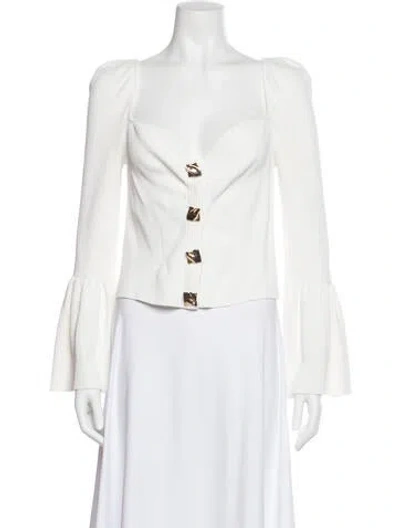 Pre-owned Self-portrait V-neck Sweater In White