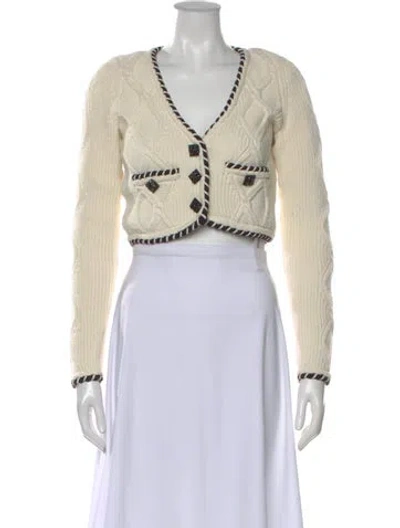 Pre-owned Self-portrait V-neck Sweater In White