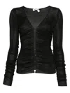 Self-portrait Button-detailed Long-sleeve T-shirt In Black