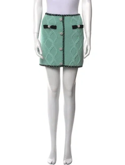 Pre-owned Self-portrait Whipstitch Trim Mini Skirt In Green