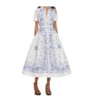 Self-portrait Embroidered Cotton Belted Midi Dress In White