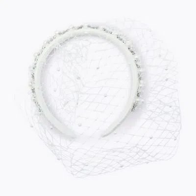 Self-portrait White And Crystal Hairband In Multi