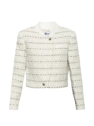 Self-portrait White Boucle Boxy Jacket In Neutral