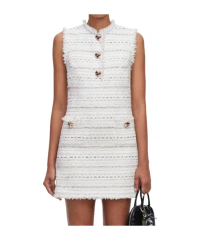 Self-portrait White Boucle Sleeveless Mini Dress