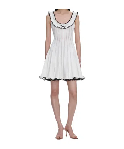 Self-portrait White Contrast Trim Knit Mini Dress