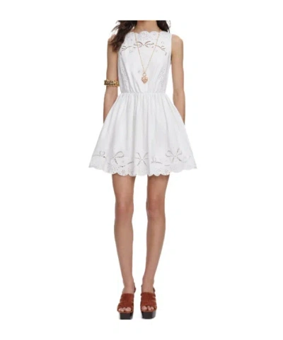 Self-portrait White Cotton Embroidered Mini Dress