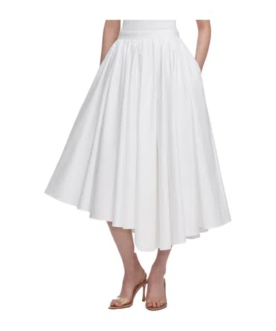 Self-portrait White Cotton Poplin Midi Skirt