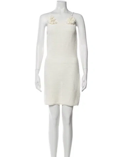 Pre-owned Self-portrait White Crochet Mini Dress Mini Dress In Neutral