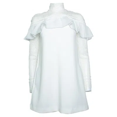 Pre-owned Self-portrait , White Dress With Lace And Ruffle